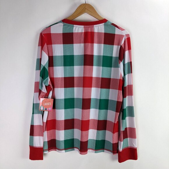 Jaclyn New York Womens Size XL Red Green Plaid Henley Long Sleeve Christmas Top - Picture 3 of 7